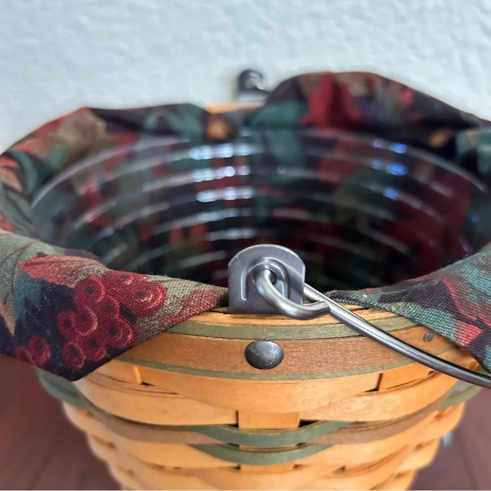 Longaberger 2002 Sage Autumn Pail Basket Set with Liner and Protector